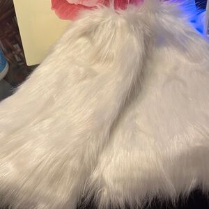 Faux Fur White Leg Warmers